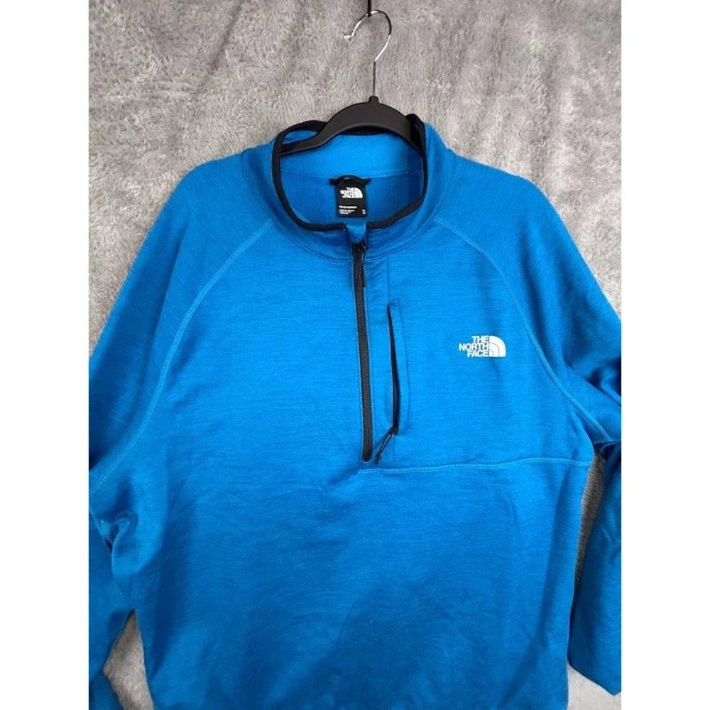 The North Face Men's XL Blue 1/4 Zip Fleece Pullover Jacket w/ Zip Pocket Hiking